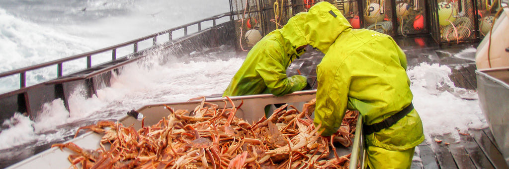 King Crab fishermen in the Bering Sea in a storm