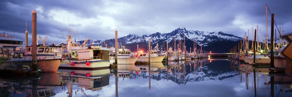 Fishing boats in the harbor in Seward Alaska