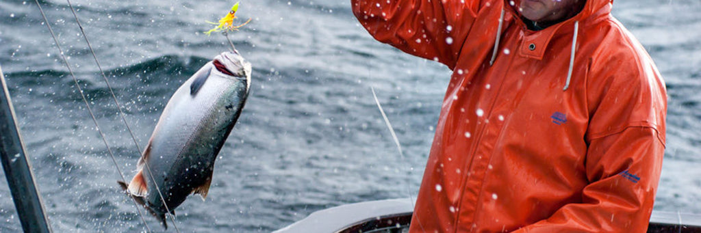 Commercial fisherman trolling for Salmon in Alaska